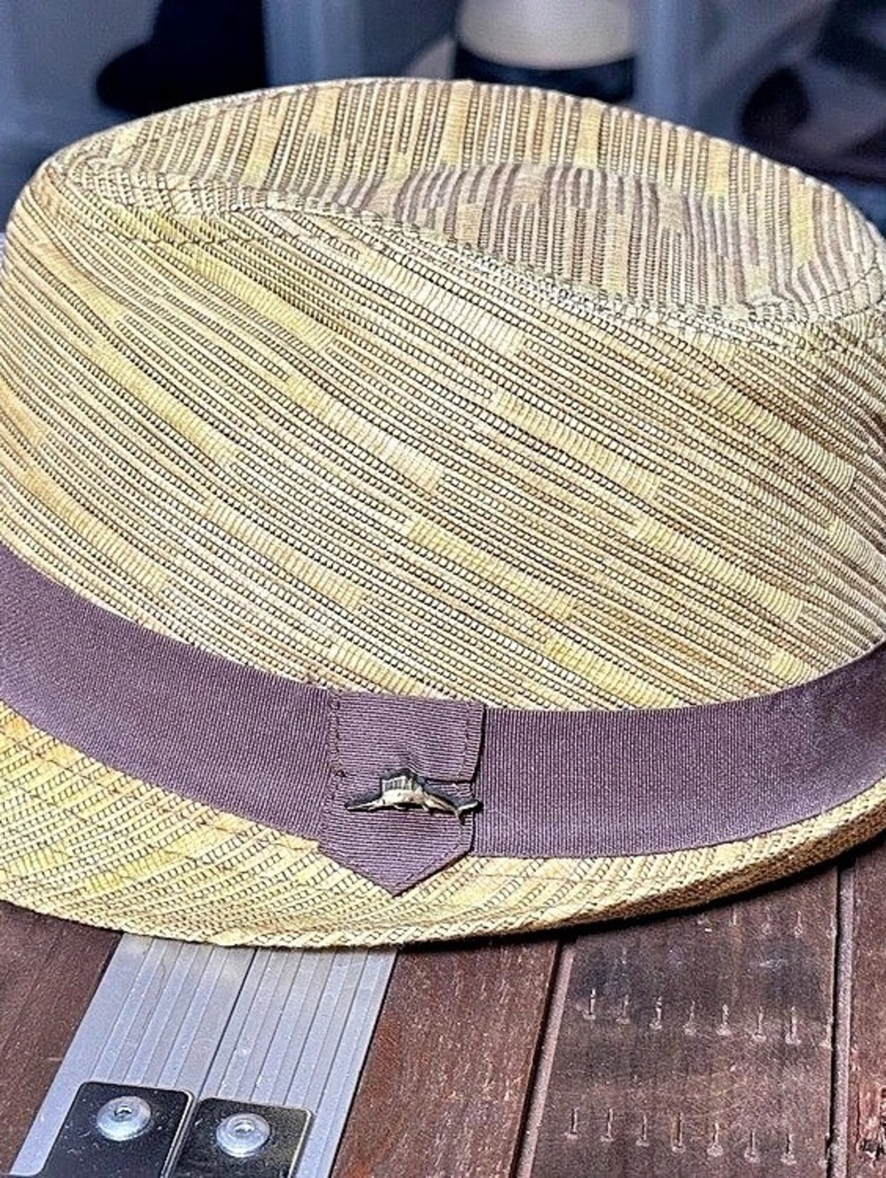Tommy Bahama Relax Woven Fedora Marlin Pin Brown L/XL 58cm